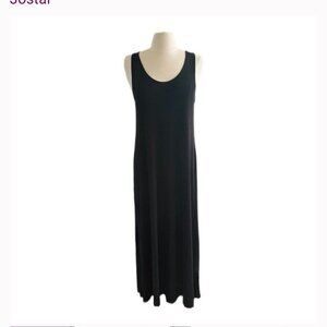 Stretchy Black Scoop Neck Sleeveless Tank Maxi Dress | Size Small